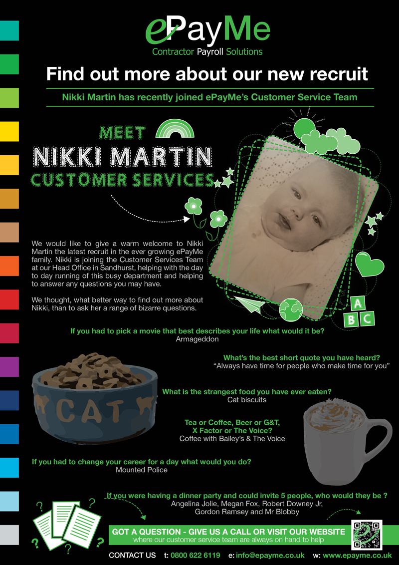 ePayMe's new recruit Nikki Martin Customer Services