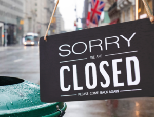UK Lockdown illustrating closed shops