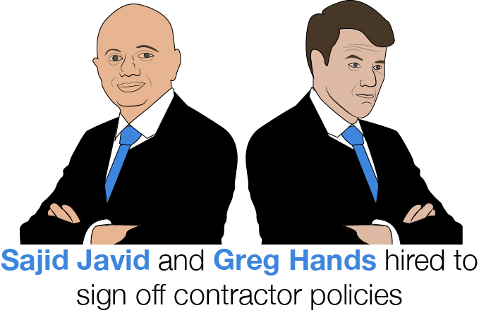 Sajid Javid and Greg Hand hired to sign off contractor policies
